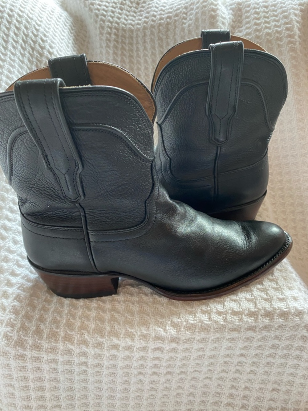 Tecovas Penny Classic Black Leather Western Ankle Boots - Women size 7.5 - Picture 2 of 9